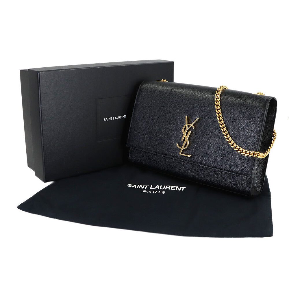Saint Laurent Kate Chain Shoulder Bag Leather Black - Picture 2 of 8